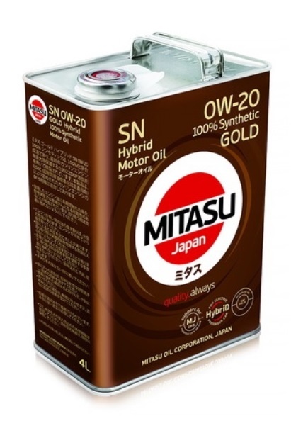 MJP02h4 MITASU GOLD Plus SP 0W20 (4L) синтетическое мотор.масло для бензинз.дв.(1/6) Япония.