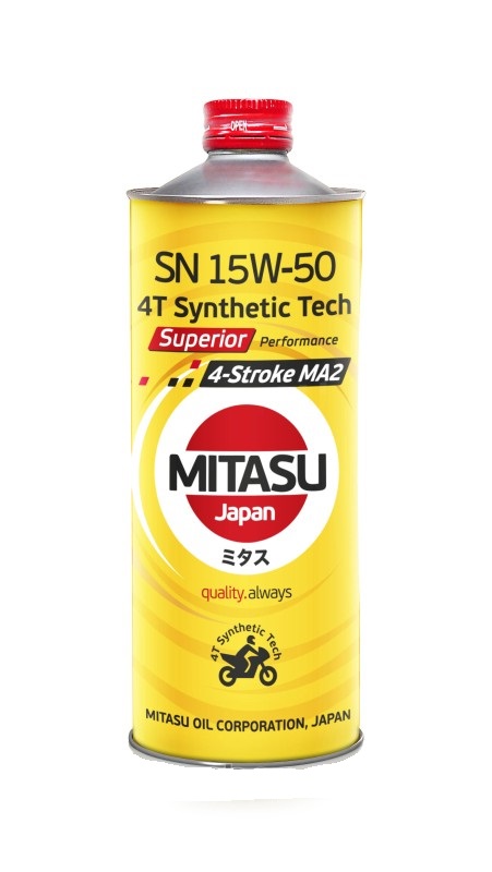 MJ954 Масло 4Т для мототехники MITASU SUPERIOR 4-STROKE SN/MA2 15W50 1л п/синт