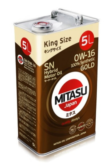 MJ106 MITASU GOLD SN 0W16  (5L) синтетическое мотор.масло для бензинз.дв.(1/6) Япония.