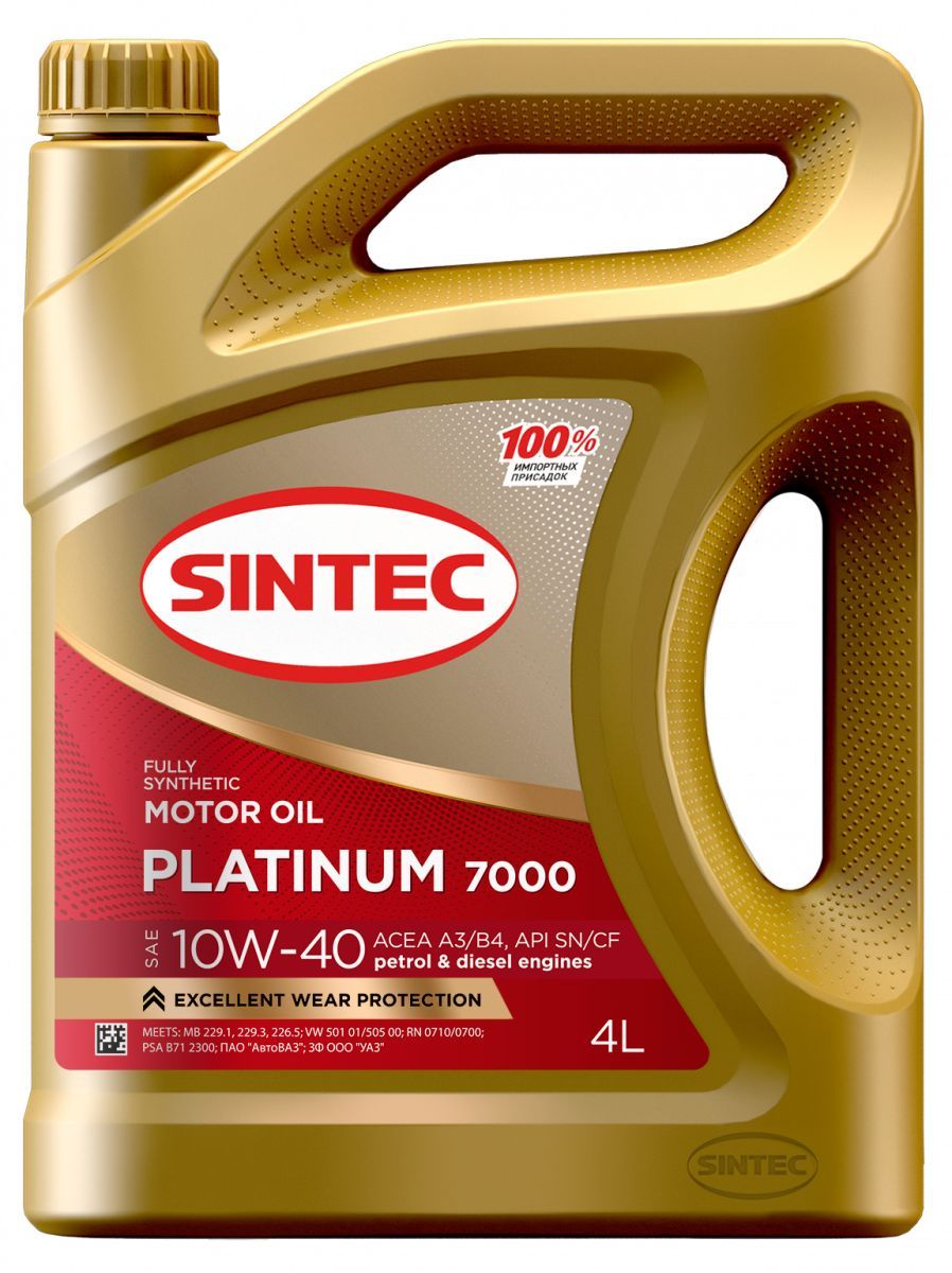 Масло моторное SINTEC PLATINUM 7000 10W-40 A3/B4 синтетическое SN/CF 4л.