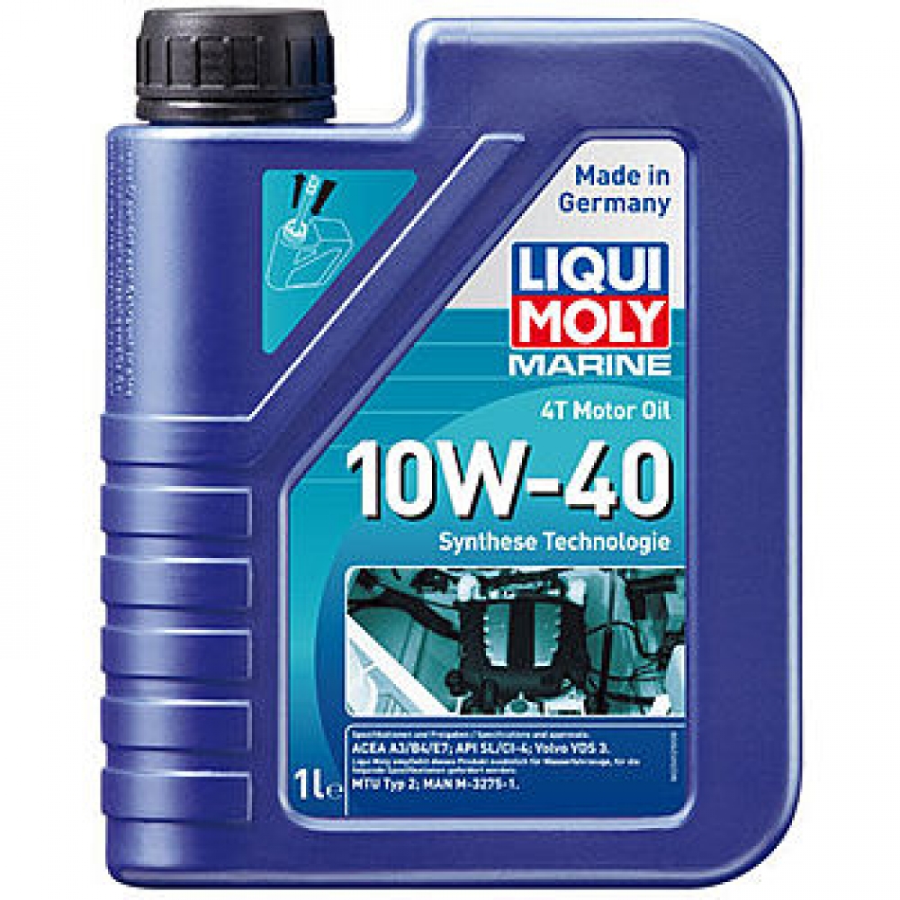 Масло моторное LiquiMoly 4-Takt Мото Marine 10W40 CI-4/SL E7/A3/B4 синт 1л