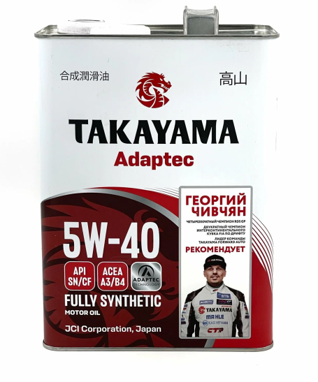 Масло моторное синтетическое TAKAYAMA  Adaptec 5W-40, ACEA A3/B4 API SN/CF 4л. металл